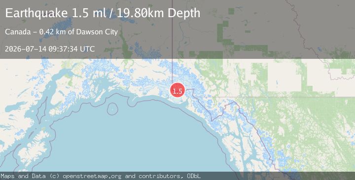 Map of 95 km NNW of Yakutat, Alaska