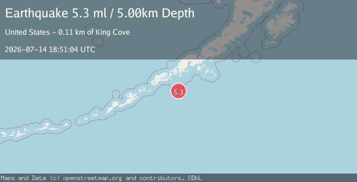 Map of 101 km SE of False Pass, Alaska