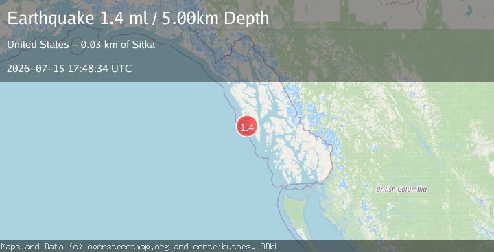 Map of 33 km SSW of Sitka, Alaska