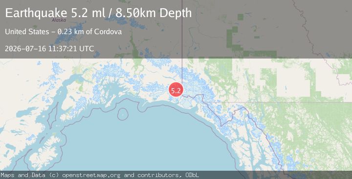 Map of 122 km SE of McCarthy, Alaska