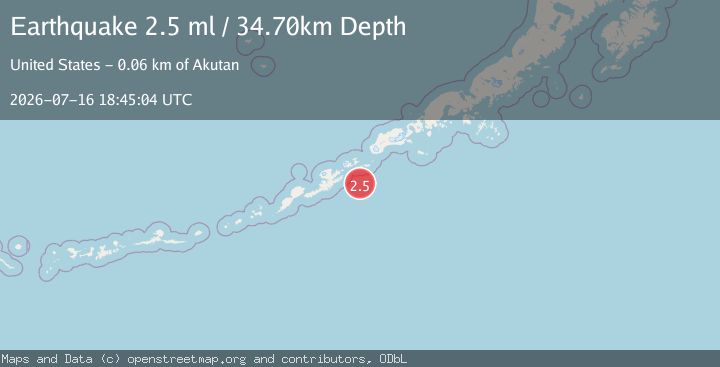 Map of 64 km SSE of Akutan, Alaska