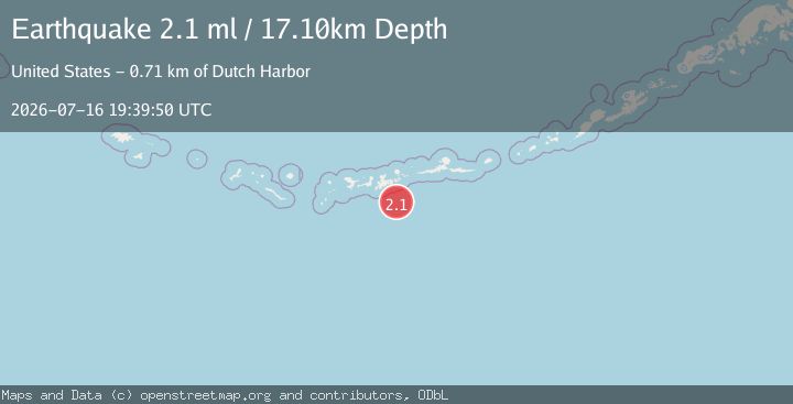 Map of 72 km SSE of Adak, Alaska