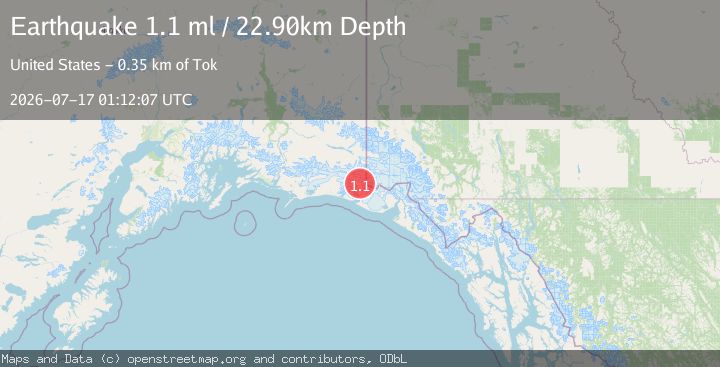 Map of 123 km NW of Yakutat, Alaska