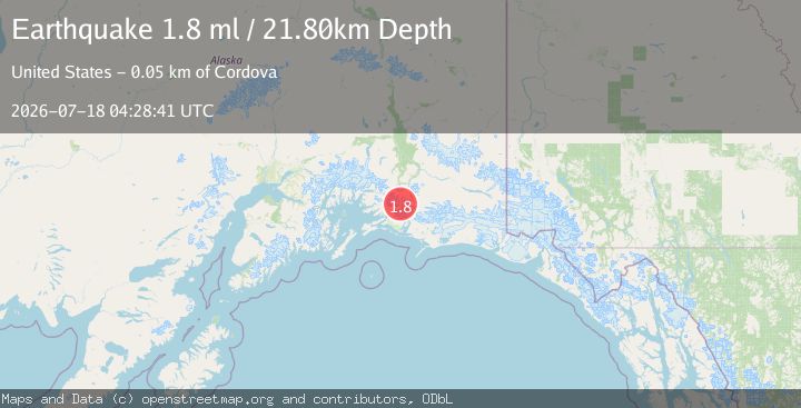 Map of 47 km NE of Cordova, Alaska