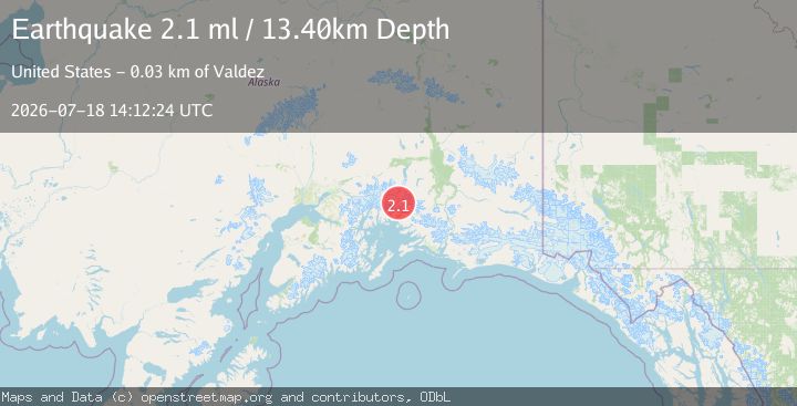 Map of 25 km NW of Valdez, Alaska