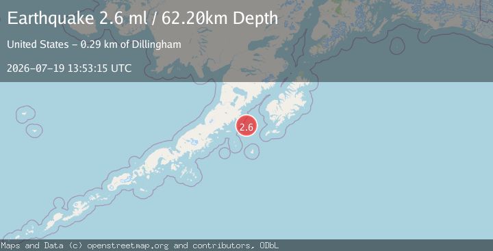 Map of 111 km W of Akhiok, Alaska