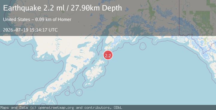 Map of 64 km SSE of Port Graham, Alaska