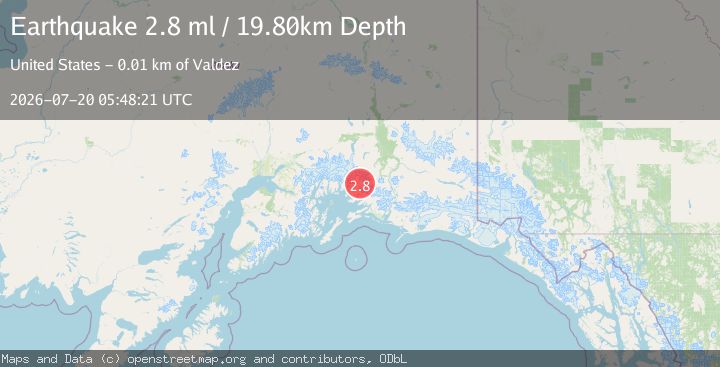Map of 12 km ESE of Valdez, Alaska
