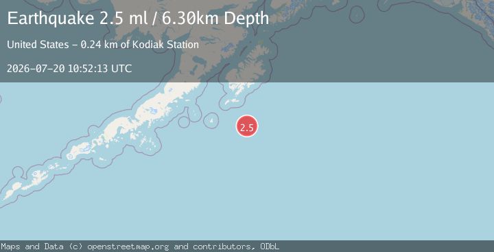 Map of 154 km SSE of Akhiok, Alaska