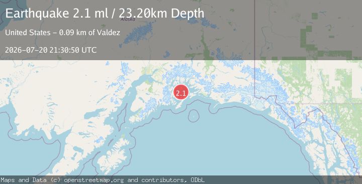 Map of 55 km SW of Tatitlek, Alaska