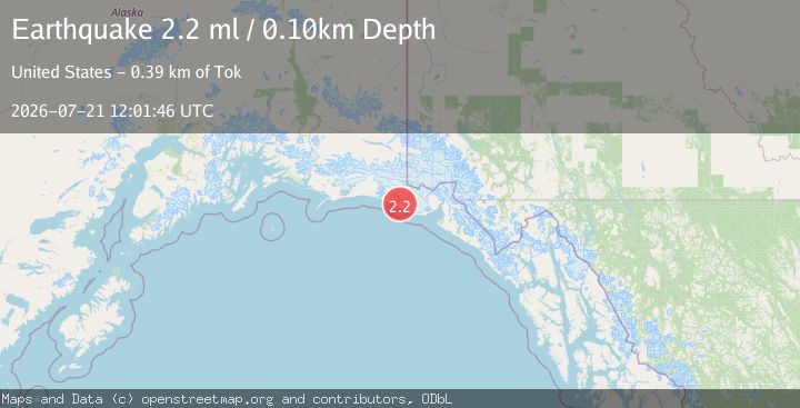 Map of 96 km WNW of Yakutat, Alaska