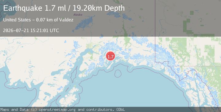 Map of 41 km WSW of Tatitlek, Alaska