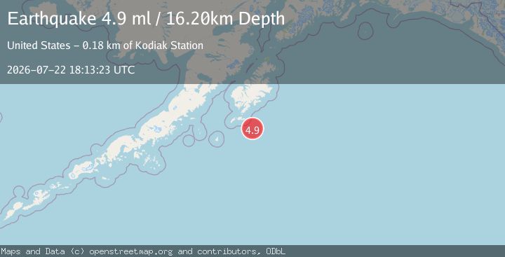 Map of 96 km SSE of Akhiok, Alaska