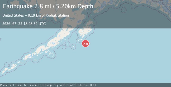 Map of 100 km SSE of Akhiok, Alaska
