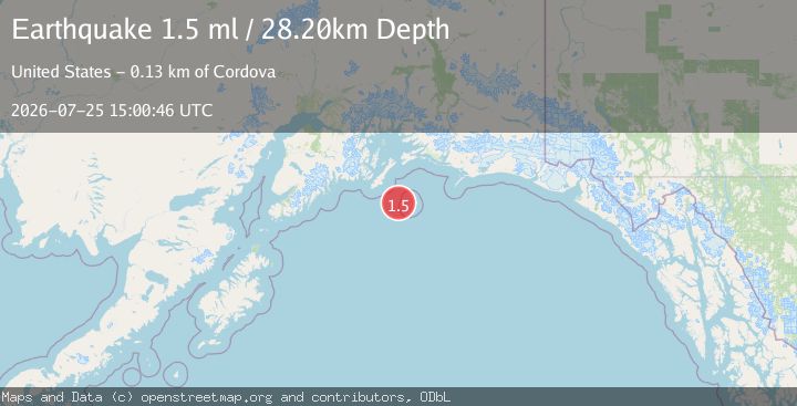 Map of 94 km SE of Chenega, Alaska