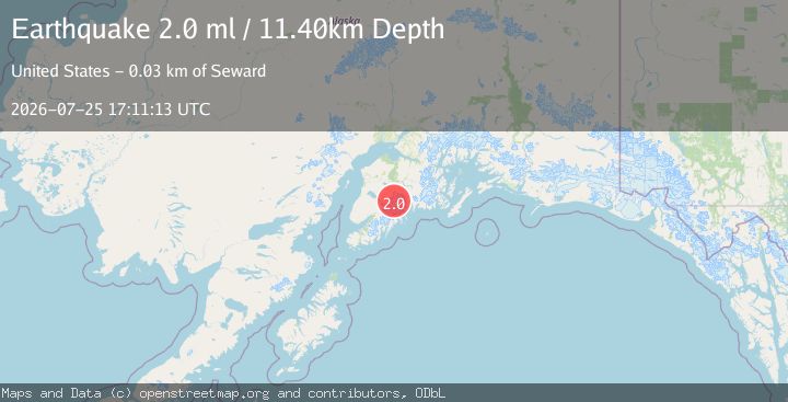 Map of 34 km W of Seward, Alaska