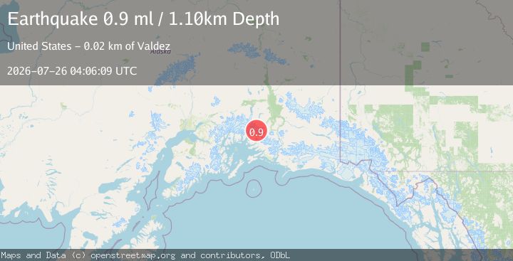 Map of 16 km NE of Valdez, Alaska