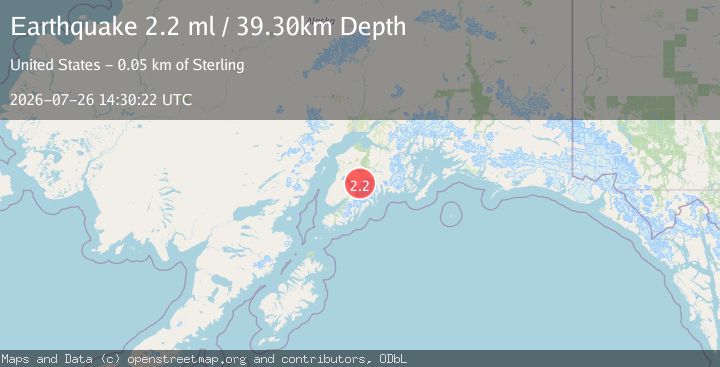 Map of 46 km SW of Cooper Landing, Alaska