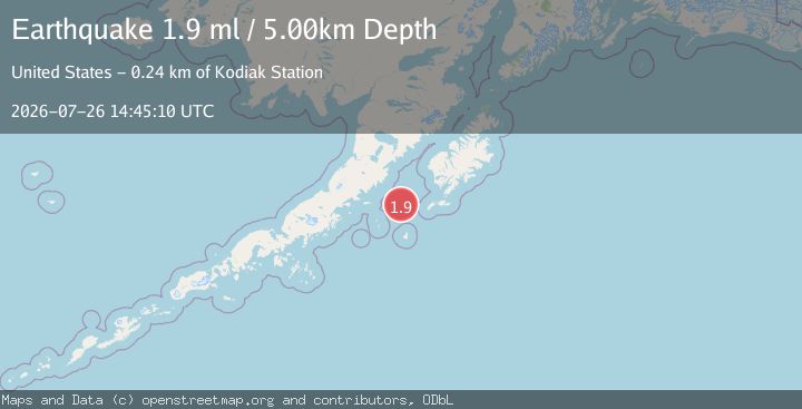 Map of 109 km WSW of Akhiok, Alaska