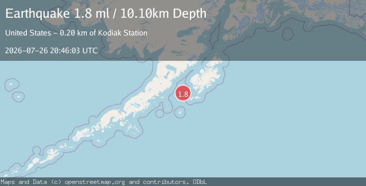 Map of 75 km WSW of Akhiok, Alaska