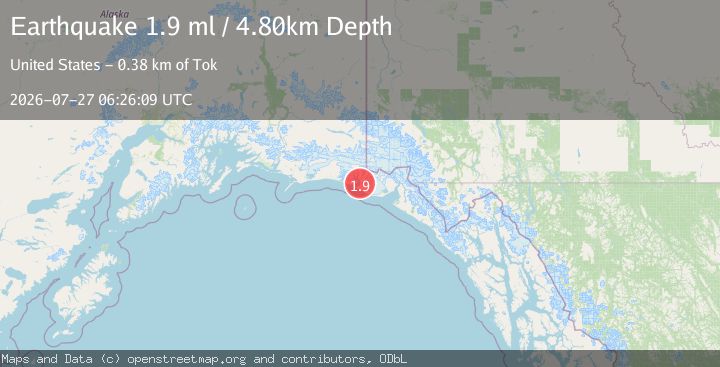 Map of 98 km WNW of Yakutat, Alaska
