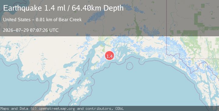 Map of 11 km ENE of Bear Creek, Alaska
