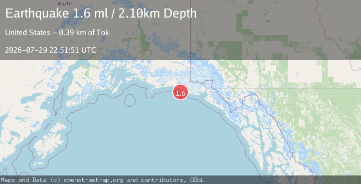 Map of 124 km WNW of Yakutat, Alaska