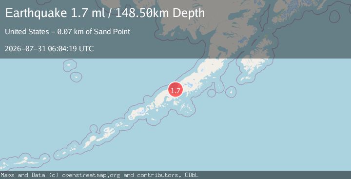 Map of 36 km E of Nelson Lagoon, Alaska
