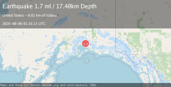 Map of 16 km SW of Valdez, Alaska