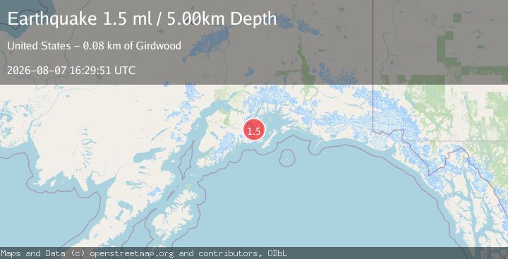 Map of 38 km NNW of Chenega, Alaska