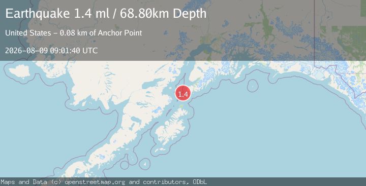 Map of 32 km SW of Nanwalek, Alaska