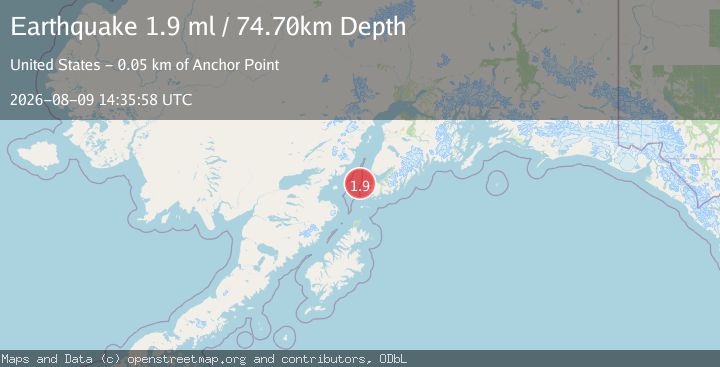 Map of 25 km WNW of Nanwalek, Alaska