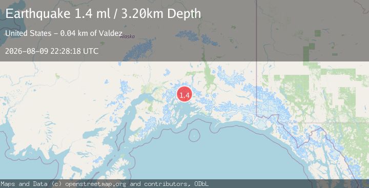 Map of 44 km WNW of Valdez, Alaska