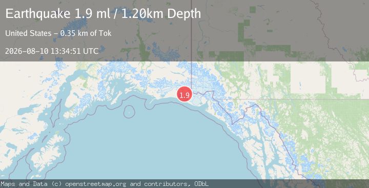 Map of 128 km NW of Yakutat, Alaska