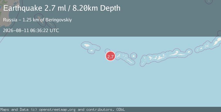 Map of 233 km ESE of Attu Station, Alaska