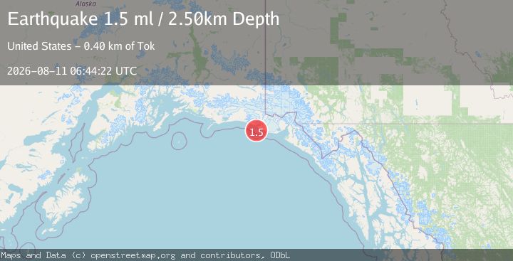 Map of 105 km WNW of Yakutat, Alaska