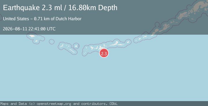 Map of 72 km SSE of Adak, Alaska