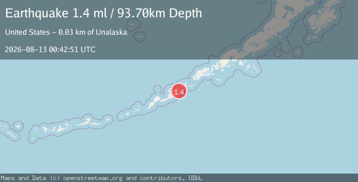 Map of 27 km E of Unalaska, Alaska