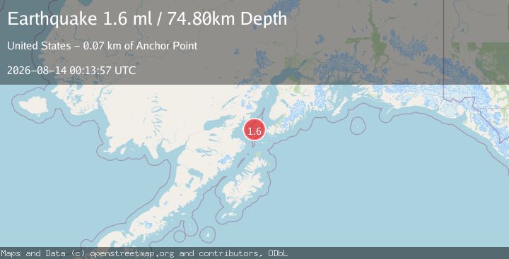 Map of 46 km W of Nanwalek, Alaska
