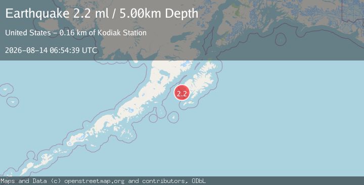 Map of 44 km WNW of Akhiok, Alaska