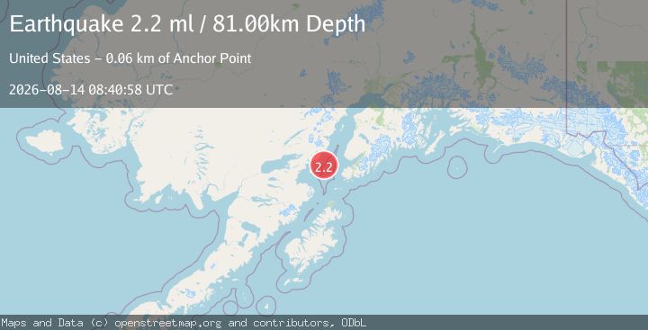 Map of 53 km WNW of Nanwalek, Alaska