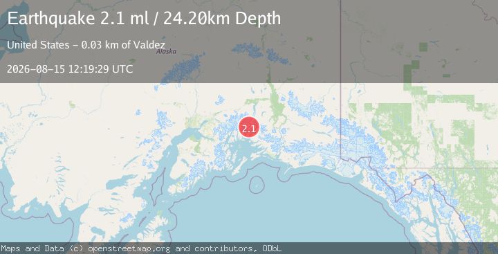 Map of 30 km NW of Valdez, Alaska