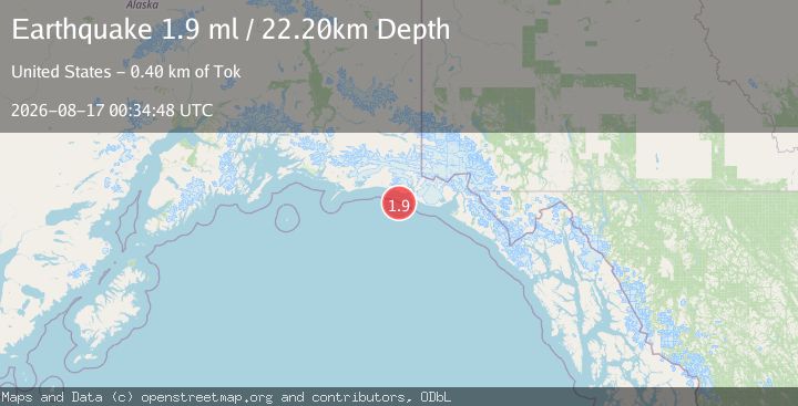 Map of 123 km W of Yakutat, Alaska