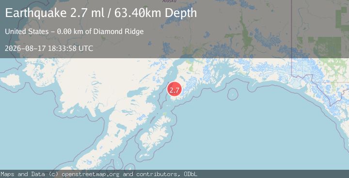 Map of 2 km NNW of Diamond Ridge, Alaska