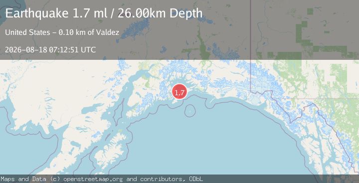 Map of 52 km ENE of Chenega, Alaska