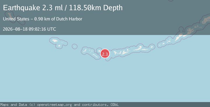 Map of 197 km W of Adak, Alaska