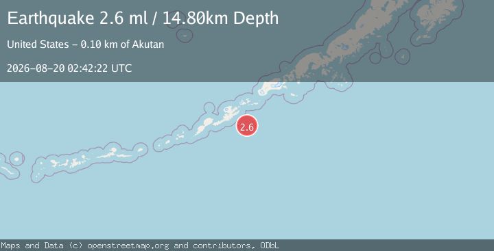 Map of 91 km SE of Unalaska, Alaska