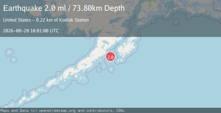 Map of 95 km W of Akhiok, Alaska