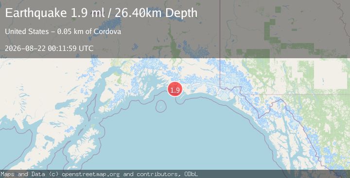 Map of 51 km SE of Cordova, Alaska