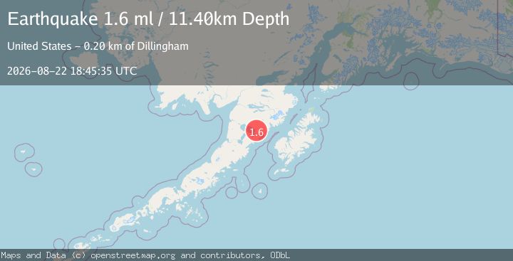 Map of 88 km WNW of Karluk, Alaska